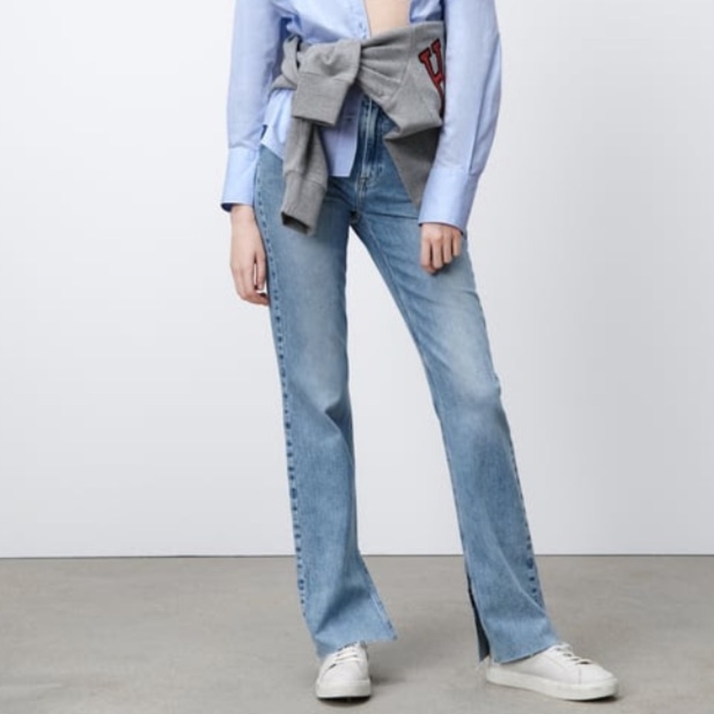 Zara Slim flared slitted high rise jeans